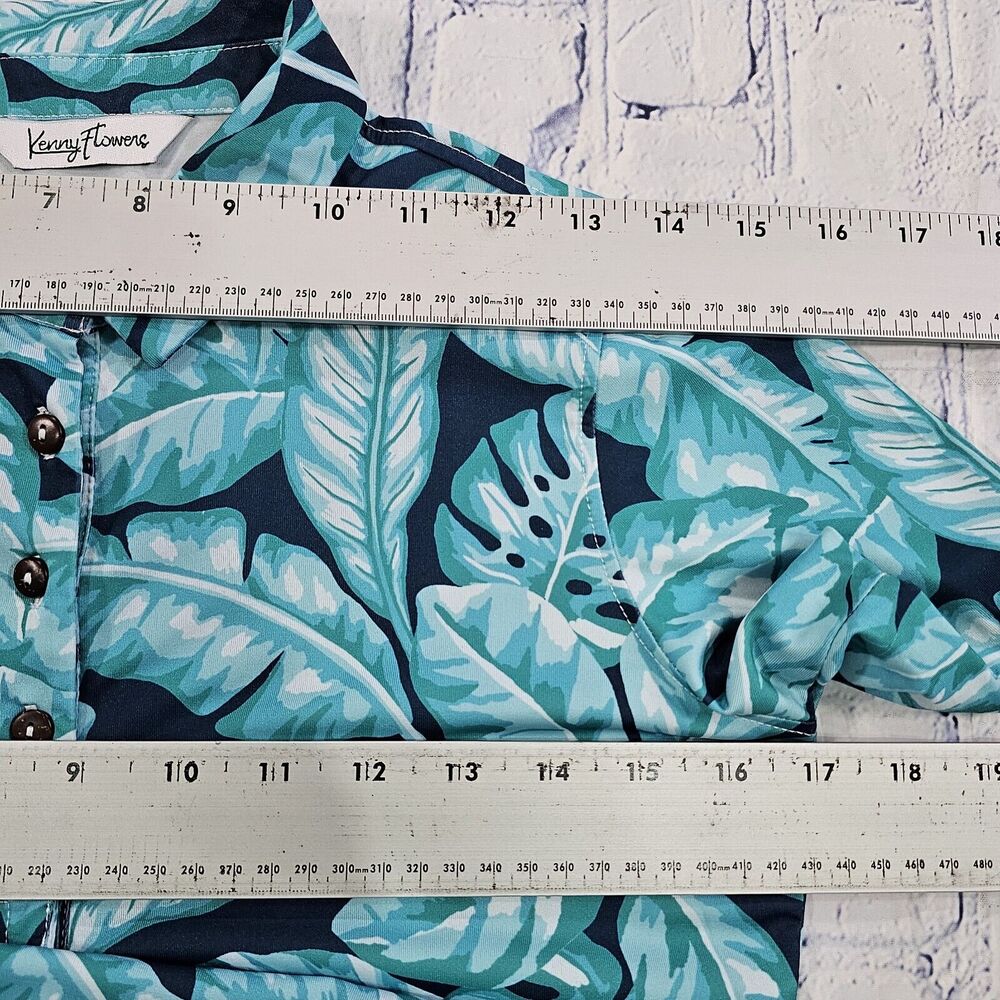 Kenny Flowers Teal & Navy Tropical Leaf Polo - Picture 4 of 10